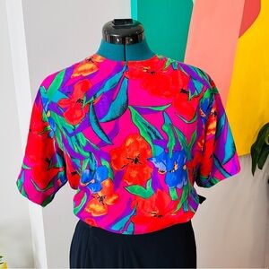 HOLIDAY SALE 50% OFF! // Vintage Marguerite Li Silk Floral Shirt